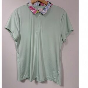Tommy Bahama Mint Green Short Sleeve Tee with Multicolor Collar